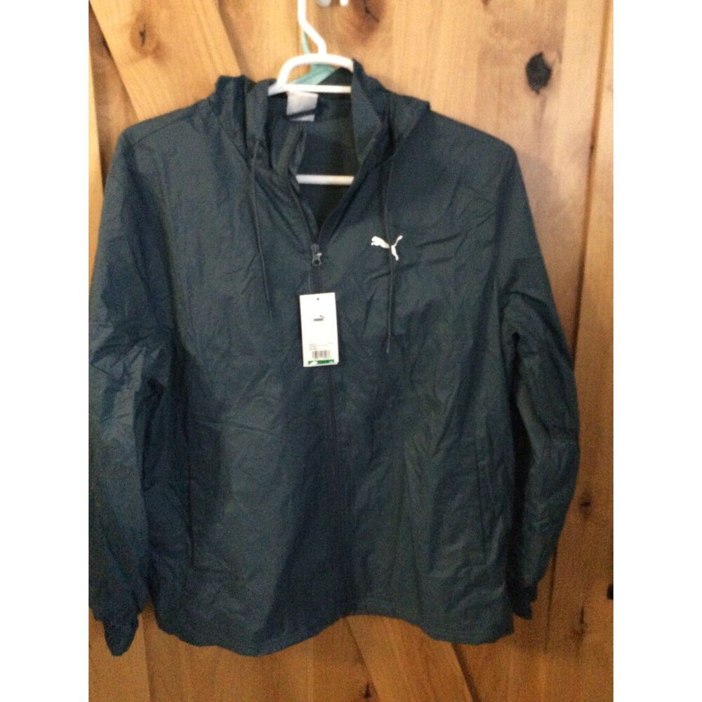 New NWT Puma Gray skies Zip Up Woven Windbreaker jacket L Ripstop